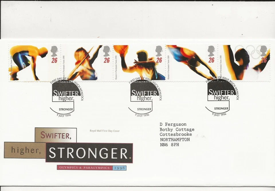 GB Comm/FDC  - Swifter, Higher, Stronger - Much Wenlock - 1996  (SP37) - Image 1 of 1