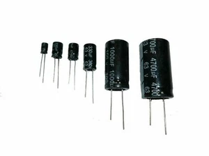 Electrolytic Capacitor Radial 10v 16v 25v 35v 63v 100v mfd Packs 10 25 50 105°C - Picture 1 of 1