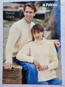 Patons Knitting Pattern 549 - Ladies & Mens Cable and Rib Sweaters - Good - Picture 1 of 2