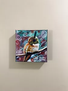 Original Kunst Kolibri Ölgemälde Leinwandbild 6”x6” 1,5” dickes Kunstwerk - Bild 1 von 4