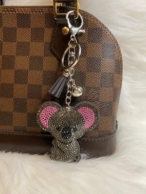 Bolso Koala Dije Llavero Coche Llavero Gris Imitación Cuero Bling Hecho a Mano Regalo Nuevo Foto 1 de 2