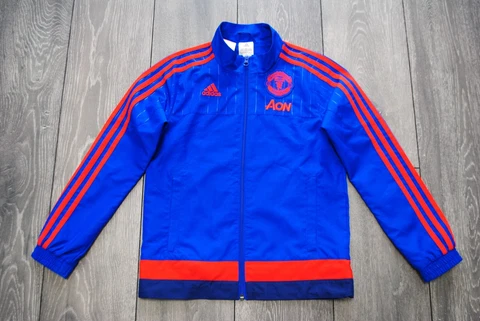 KIDS BOYS 9-10 YEARS S MANCHESTER UNITED JACKET TRACK TOP ADIDAS 2015/16 BLUE Cover