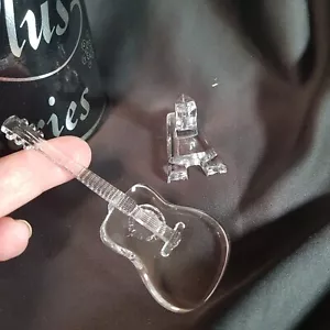 Vintage Cut Crystal Guitar and Stand Music Gift Boxed Miniature 11cm - Picture 1 of 8