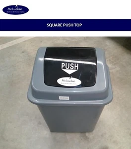 McLuckie – Square Push Top Rubbish Bin Grey Plastic 23L 23 Litre - Picture 1 of 2