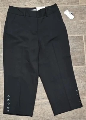 Dressbarn black size 4 cropped leg flat front pants NWT  - Image 1 of 4