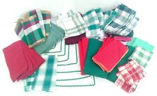 Christmas Linens Cloth Napkin Cutter Craft Lot 60+ Green Red Plaid VTG to Modern