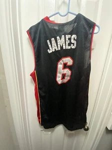 Lebron James #6 Adidas Authentic Miami Heat Jersey mens size 52 VTG FREESHIP - Picture 1 of 4