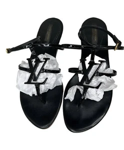 Louis Vuittons Women Sandals With LV Logo Size 37.5 - Picture 1 of 13
