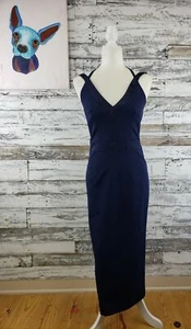 Vestido de cóctel midi con tiras azul marino cuello en V talla 10 Elle Zeitoune para mujer - Imagen 1 de 10