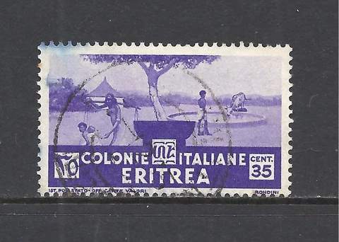 ERITREA SCOTT 163 USED VF - 1934 35c PURPLE ISSUE - PASTORAL SCENE Cover
