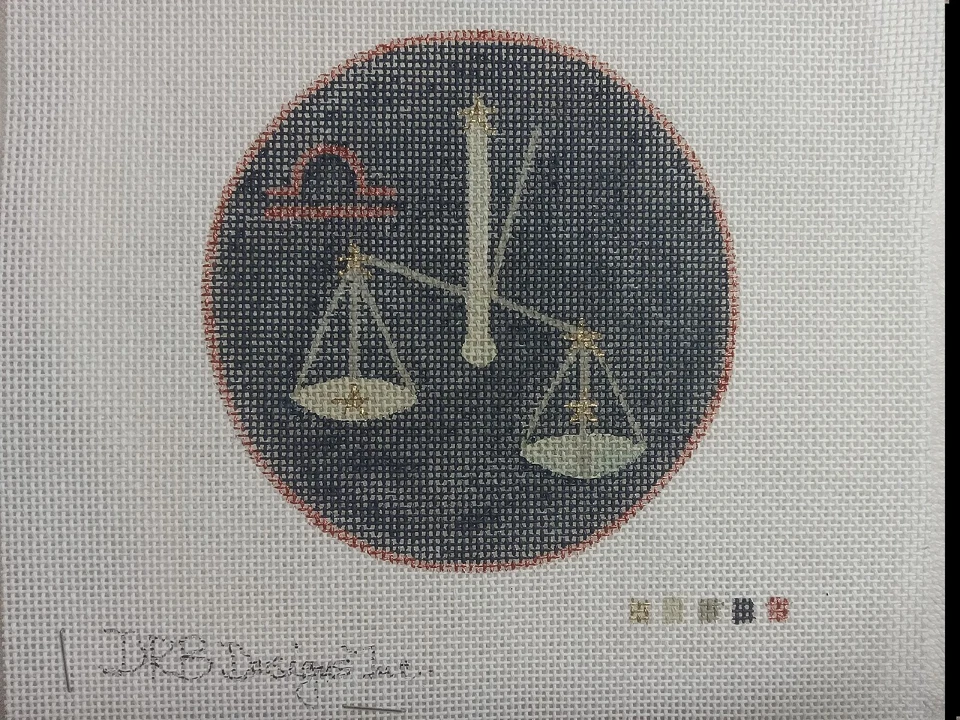 Libra Horoscope Sign Hand-Painted Needlepoint Canvas - Image 1 of 1
