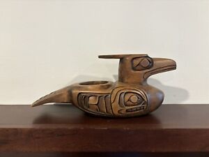 Pacific NW Native Carved Raven David Robertson BC Repaired See Pics Kwakiutl