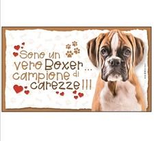 Targhetta targa 22x12cm in mdf animali cane BOXER da appendere