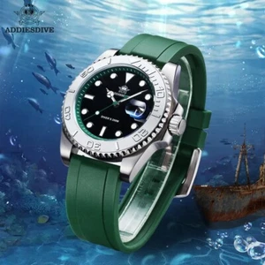 Addiesdive 41mm Reloj de Buceo Cuarzo 200m Plateado Acero Inoxidable Bisel Correa de Goma - Imagen 1 de 22