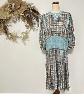 Diane Freis Womans Dress Blue Vintage Midi Horse Bit Print Tiered Size 10-12 - Picture 1 of 9