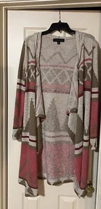 Almost Famous Women's Waterfall Cardigan Hooded Lightweight Aztec Sweater Small - Picture 1 of 9