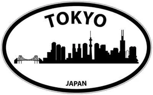 Tokyo Japan Oval Car Bumper Window Sticker Decal 6"X4" - Picture 1 of 1