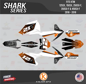 Graphics Kit for KTM 125SX 150SX 250SX-F 350SX-F 450SX-F (2016-2018) Shark-Orang - Picture 1 of 6