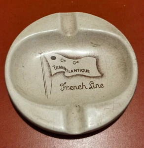 Compagnie Générale Transatlantique ♦ Cendrier rond craquelé Paquebot NORMANDIE - Imagen 1 de 2
