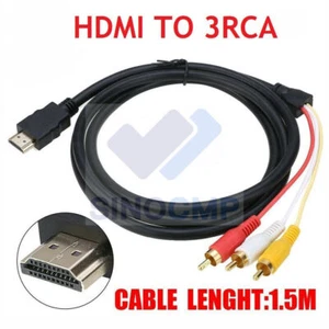 Cavo Adattatore HDMI a 3RCA Scart Audio Video TV Chinch Connettore Cable 1,5m - Foto 1 di 12