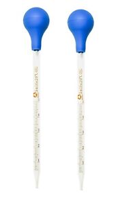 5ml Glass Graduated Pipettes Lab Dropper with Blue Rubber Cap and Scale (2 Pack)