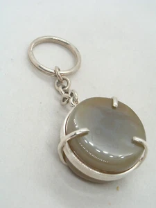 Portachiavi in ARGENTO 925 e AGATA GRIGIA NATURALE - PIETRA DURA - brisè chiave - Imagen 1 de 5