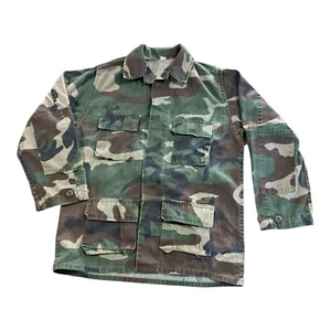 Vintage Camouflage Combat Youth Size 10 Long Sleeve Button Jacket Made In USA - Picture 1 of 9