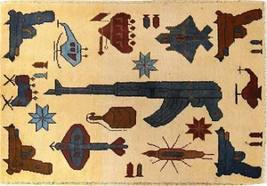 US Historical Memories Handmade Afghan 9/11 War Pictorial Wool Area Rug 3 x 2 Ft - Picture 1 of 6