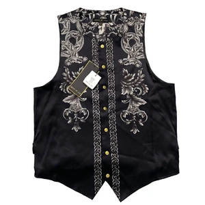 Creme De Silk Vest 100% Silk Soft Touch, Button Front, Black, men’s S - Picture 1 of 10