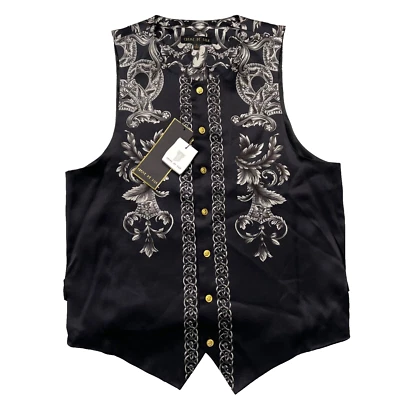Creme De Silk Vest 100% Silk Soft Touch, Button Front, Black, men’s S - Image 1 of 4