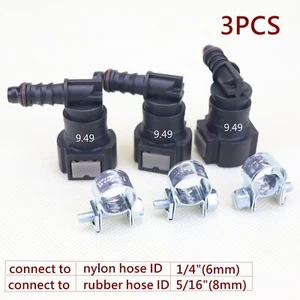 3PCS 90 Deg Elbow SAE 9.49 Fuel Line Quick Release Connector Nylon Hose ID 1/4" - Foto 1 di 6