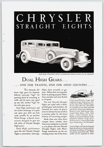 1931 Vintage Original Print Ad Chrysler Straight Eight 5-Passenger Sedan - Picture 1 of 1
