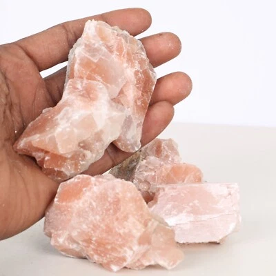 300 Ct Natural Pink Calcite Rough Loose Stones Lot + 1 Faceted Gemstone Free - Image 1 of 4