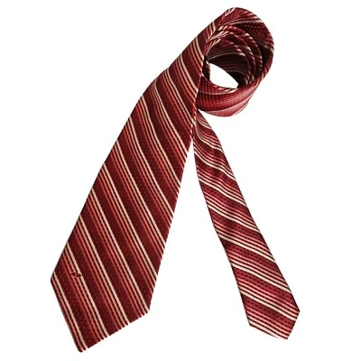 🆕Corbata VALENTINO Rojo/Rosa Rayas Logo Seda LUJO ITALIA Foto 1 de 4