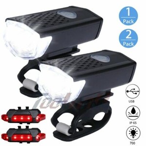 1/2 Set LED 8000 Lumen USB Fahrrad vorne + hinten Licht FAHRRADLAMPE FüR BIKE A+