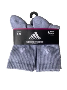 ADIDAS Women’s Crew Socks 6-Pack | Cushioned AEROREADY Everyday | Shoe Size 5-10 - Picture 1 of 4