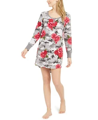 Camisa para dormir de lana Henley con estampado floral gris floral Betsey Johnson Foto 1 de 3