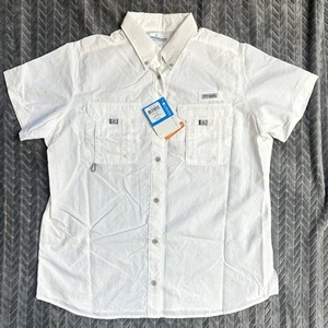 COLUMBIA PFG Performance Fishing Shirt Womens L White Nylon Vented Outdoor SPF - Picture 1 of 9