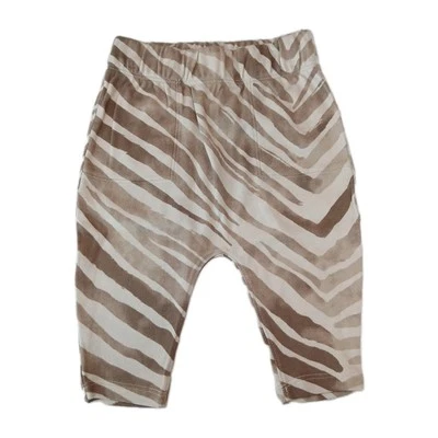 BR BABY - Boy Girl Zebra Pants - Sumpima Cotton 6-12 Months - Cream & Brown NEW - Image 1 of 4