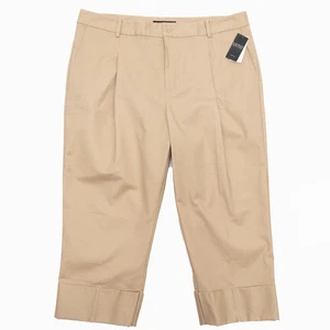 Ralph Lauren Plus Size Pleated Cotton Twill Cropped Wide Leg Pants Size 20 - Picture 1 of 9