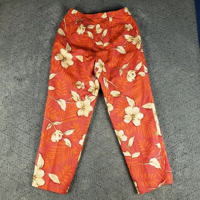 Pantalones Talbots Mujer 8 Floral Seda Mezcla Lino Cremallera Lateral Tropical Recto  Foto 1 de 4