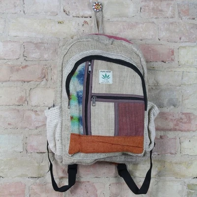 Rucksack Hanf Muster 06 beige bunt batik - Bild 1 von 2