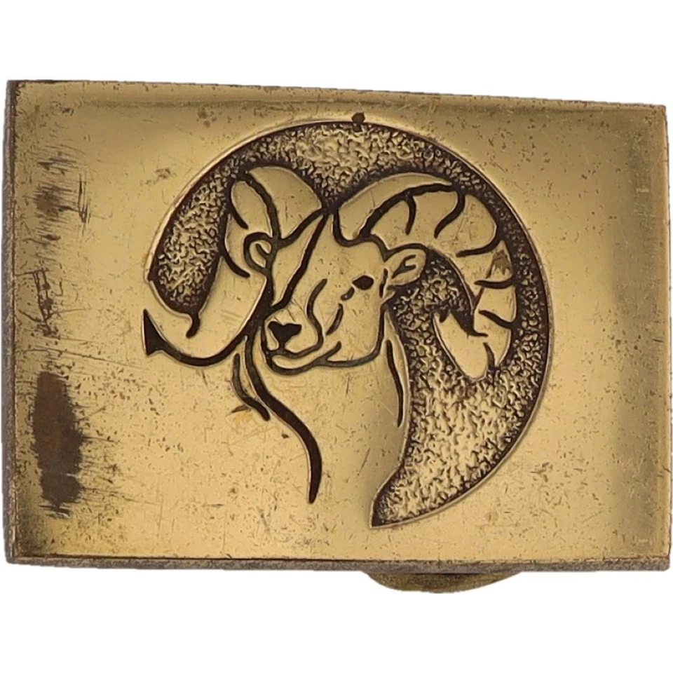 Sm Brass Slk Steven L Knight Big Horn Ram Mountain Goatq Vintage Belt Buckle - Image 1 of 4
