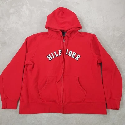 Женская толстовка с капюшоном Tommy Hilfiger XXL на молнии толстовка Y2K пухлая 3D с надписью красная - Изображение 1 из 4