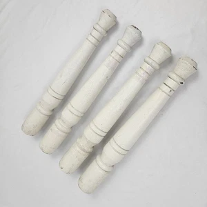 Vintage Tischbeine aus geborgenem Holz 4er Set Möbel gedrechselt Holz lackiert - Bild 1 von 10