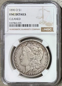 1890-O Morgan Silver Dollar, NGC Fine Details, Cleaned - Picture 1 of 2