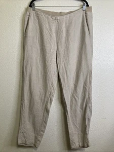 J Jill Love Linen Pants Womens 1X Pull On Pockets Beige Neutral Beach Coastal - Picture 1 of 3