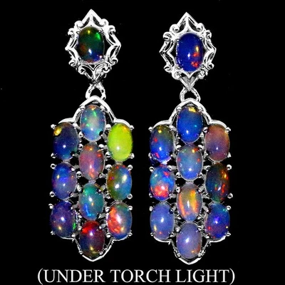 Die Ohrringe aus 925er Sterlingsilber oval Feueropal 6x4mm - Bild 1 von 4