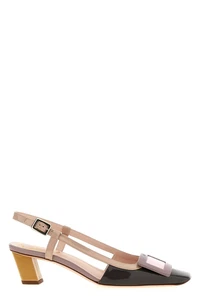 Roger Vivier Lacquered Black/Nude Leather 45mm Slingback Pumps New & Authentic - Picture 1 of 4