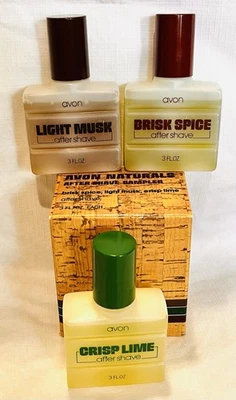 1980 Avon Naturals After Shave Sampler Brisk Spice Light Musk & Crisp Lime Nuevo de Lote Antiguo Foto 1 de 2